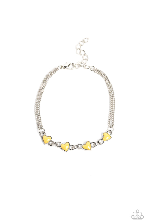 Smitten Sweethearts-Yellow Clasp Bracelet-Paparazzi Accessories
