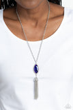 Tassel Tabloid-Blue Necklace-Paparazzi Accessories