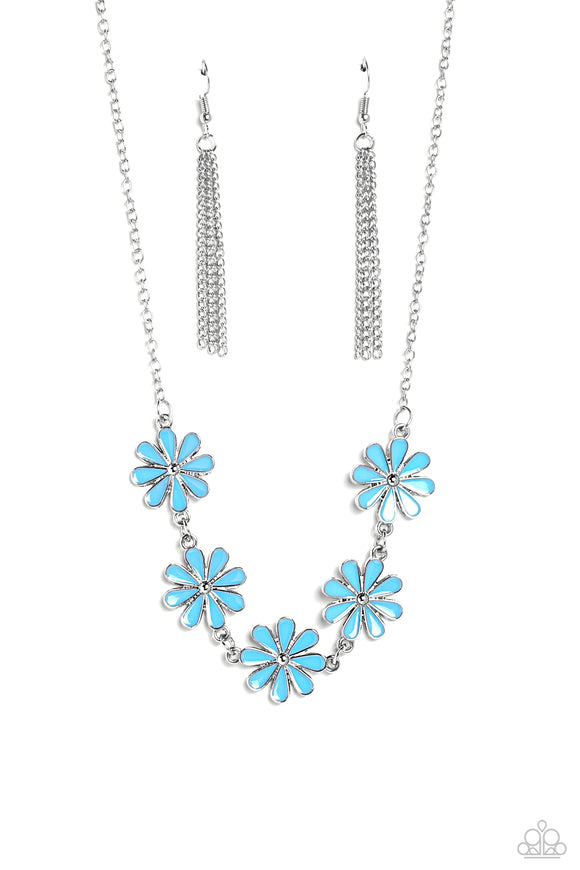 Flora Fantasy-Blue Necklace-Paparazzi Accessories