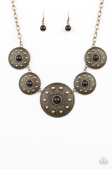 Hey, SOL Sister-Black Necklace-Brass-Paparazzi Accessories.