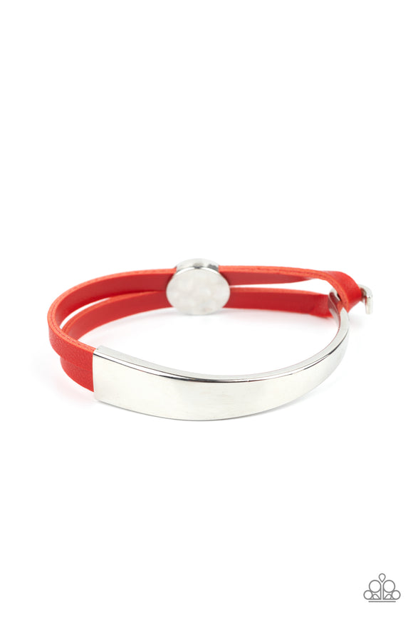 A Notch Above The Rest-Red Bracelet-Leather-Paparazzi ACCESSORIES.