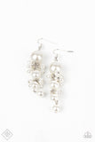 Ageless Applique-White Earring-Paparazzi Accessories.