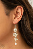 Ageless Applique-White Earring-Paparazzi Accessories.