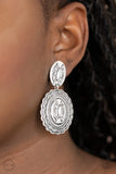 Ageless Artifact-Silver Clip-On Earring-Paparazzi Accessories.