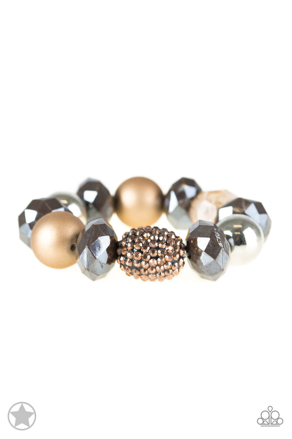 All Cozied Up-Brown Stretch Bracelet-Paparazzi Accessories.