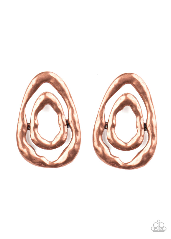 Ancient Ruins-Copper Post Earring-Paparazzi Accessories.