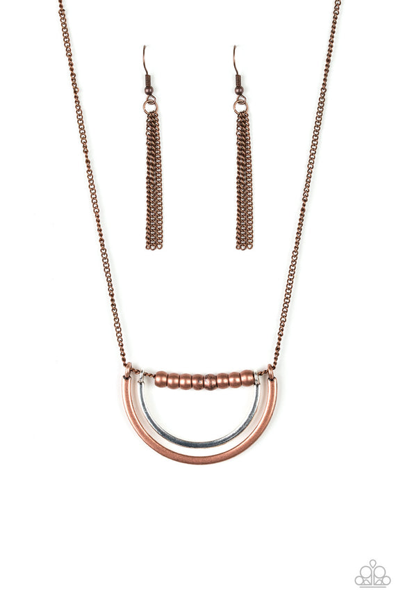 Artificial Arches-Copper Necklace-Paparazzi Accessories.