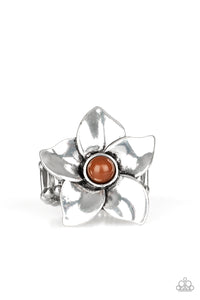 Ask For Flowers-Brown Ring-Paparazzi Accessories.