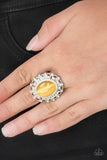BAROQUE The Spell-Yellow Ring-Paparazzi Accessories.