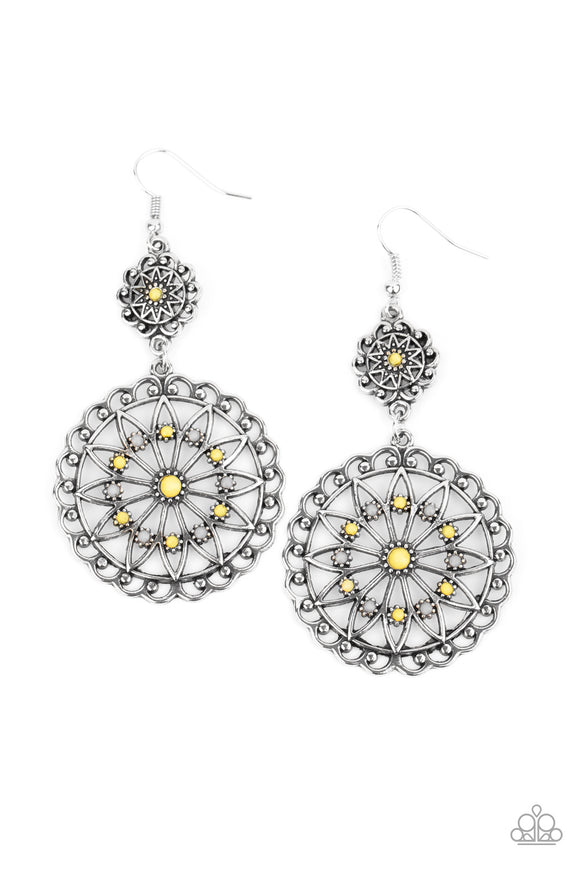 Beaded Brilliance-Yellow Earring-Paparazzi Accessories.