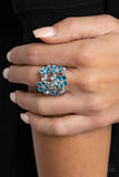 Blooming Banquet-Blue Ring-Paparazzi Accessories.