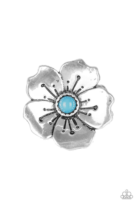Boho Blossom-Blue Ring-Paparazzi Accessories.