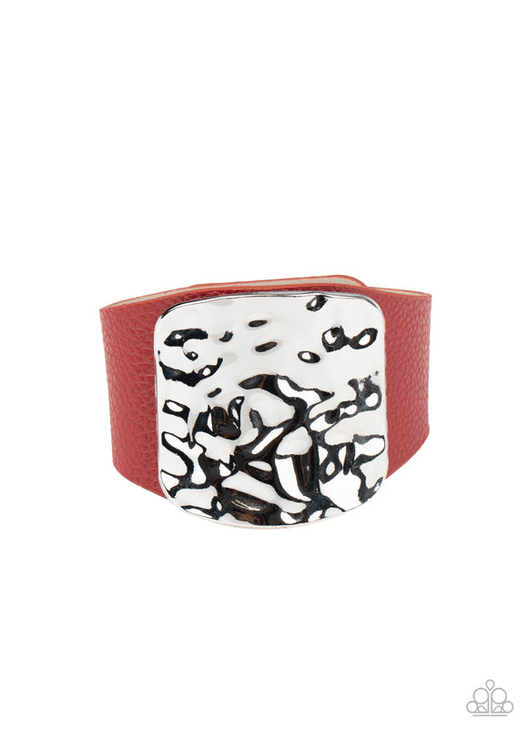 Brighten Up-Red Wrap Bracelet-Leather-Paparazzi Accessories.