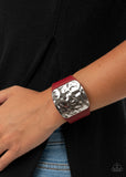 Brighten Up-Red Wrap Bracelet-Leather-Paparazzi Accessories.