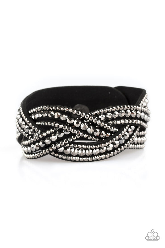 Bring On The Bling-Black Wrap Bracelet-Paparazzi Accessories.