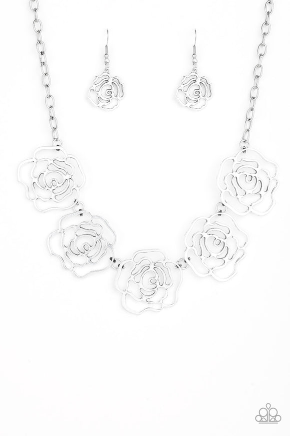 Budding Beauty-Silver Necklace-Paparazzi Accessories.