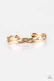 Business As Usual-Gold Cuff Bracelet-Paparazzi Accessories.