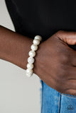Cake Walk-White Stretch Bracelet-Paparazzi Accessories.