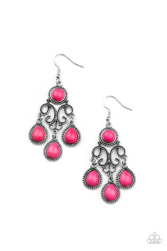 Canyon Chandelier-Pink Earring-Paparazzi Accessories.