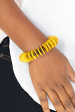 Caribbean Reef-Yellow Stretch Bracelet-Wood-Paparazzi Accessories.