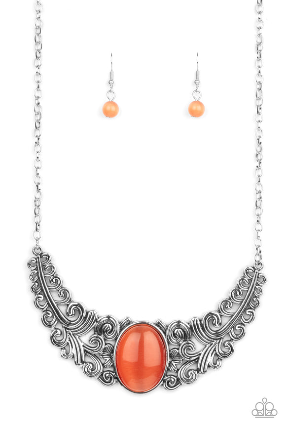 Celestial Eden-Orange Necklace-Paparazzi Accessories.