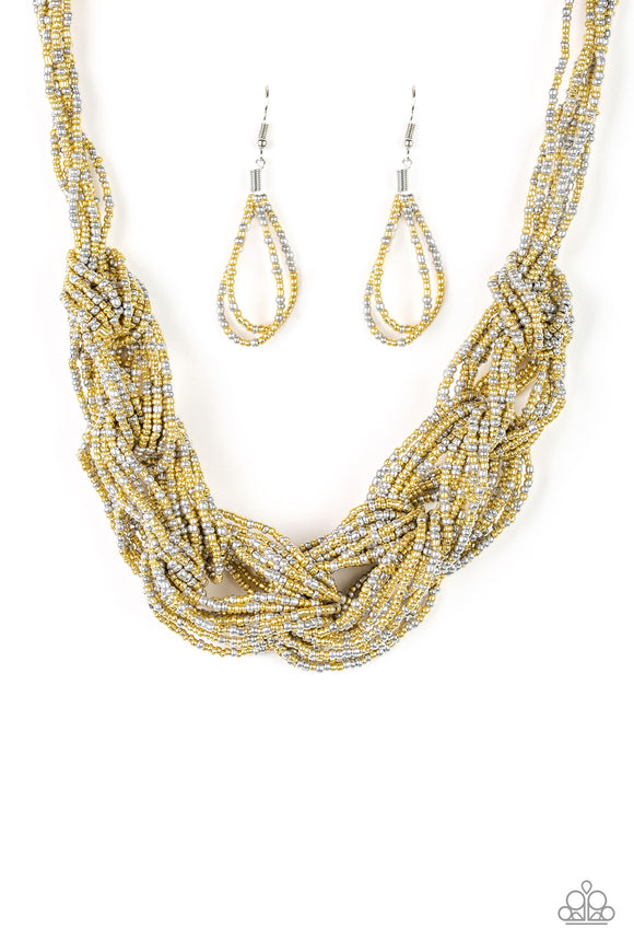 City Catwalk-Gold Necklace-Seed Bead-Paparazzi Accessories.