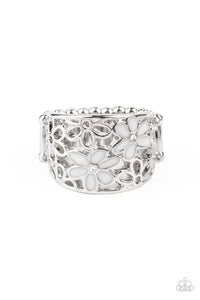 Clear as DAISY-White Ring-Paparazzi Accessories.