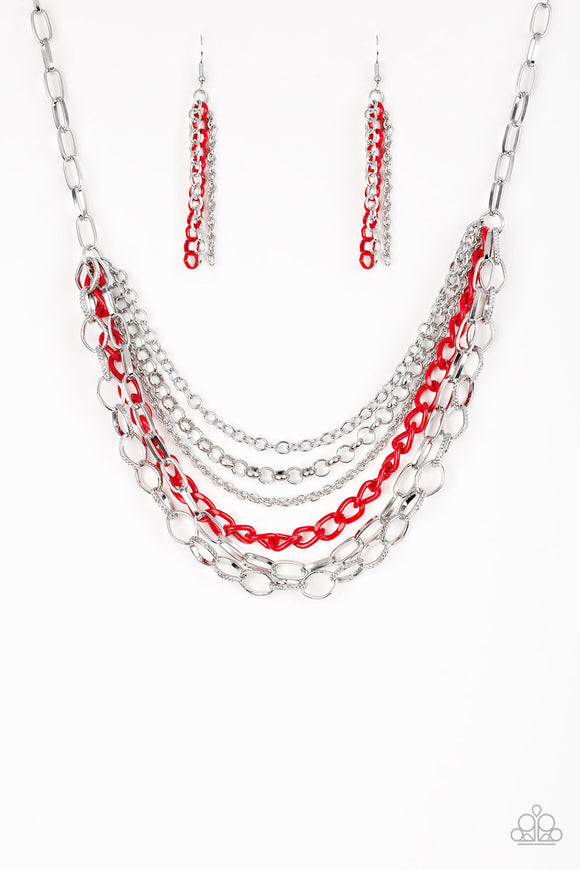 Color Bomb-Red Necklace-Paparazzi Accessories.