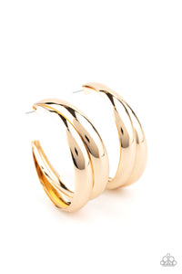 Colossal Curves-Gold Hoop Earring-Paparazzi Accessories.