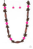 Cozumel Coast-Pink Necklace-Wood-Paparazzi Accessories.