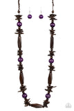 Cozumel Coast-Purple Necklace-Wood-Paparazzi Accessories.