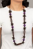 Cozumel Coast-Purple Necklace-Wood-Paparazzi Accessories.