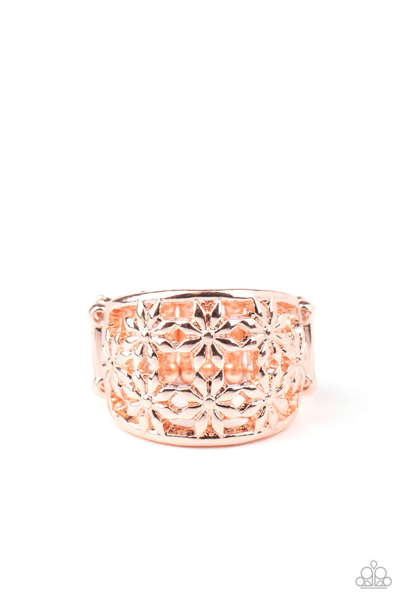Crazy About Daisies-Rose Gold Ring-Paparazzi Accessories.
