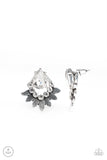 Crystal Canopy-White Ear Jacket Earring-Paparazzi Accessories.