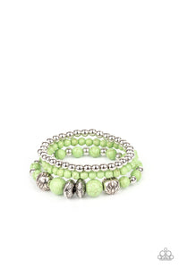Desert Blossom-Green Stretch Bracelet-Paparazzi Accessories.