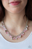 Downstage Dazzle-Pink Necklace-Paparazzi Accessories.