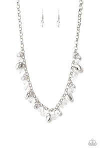 Downstage Dazzle-White Necklace-Paparazzi Accessories.