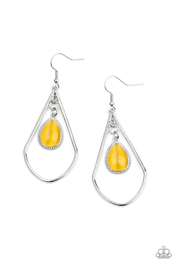 Ethereal Elegance-Yellow Earring-Paparazzi Accessories.