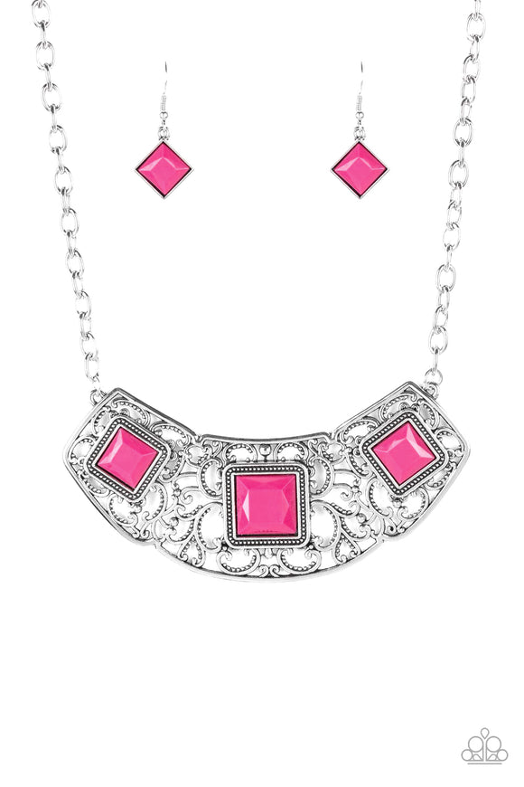 Feeling Inde-PENDANT-Pink Necklace-Paparazzi Accessories.