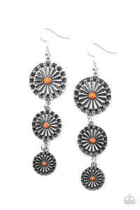 Festively Floral-Orange Earring-Paparazzi Accessories.