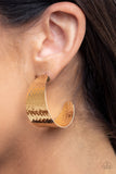 Flatten The Curve-Gold Hoop Earring-Paparazzi Accessories.