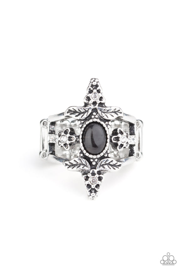 Fleur de Fancy-Black Ring-Paparazzi Accessories.