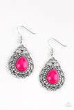 Flirty Finesse-Pink Earring-Paparazzi Accessories.