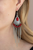 Floating On HEIR-Red Earring-Paparazzi Accessories.