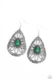 Floral Frill-Green Earring-Paparazzi Accessories.