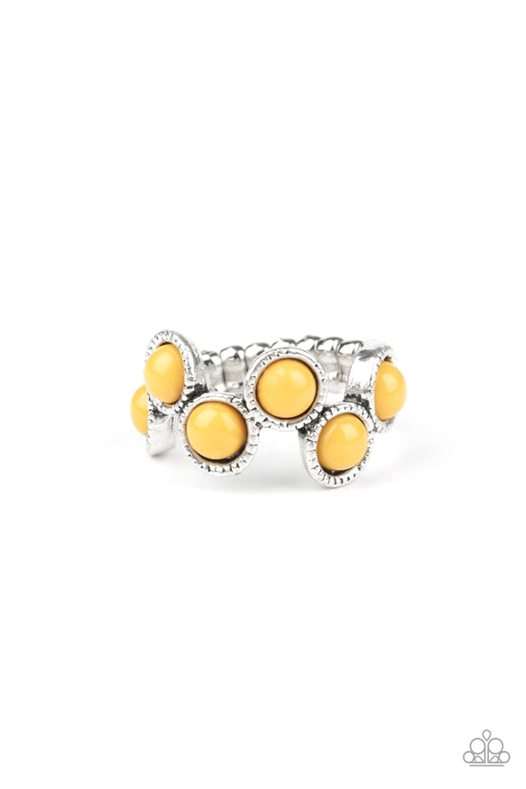 Foxy Fabulous-Yellow Ring-Paparazzi Accessories.