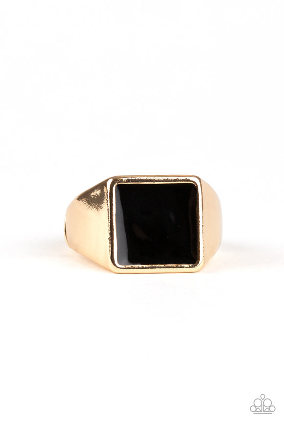 Fresh Start-Gold Urban Ring-Black-Paparazzi Accessories.
