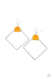Friends of a LEATHER-Yellow Earring-Leather-Paparazzi Accessories.
