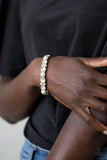 Frosted Finery-White Stretch Bracelet-Paparazzi Accessories.