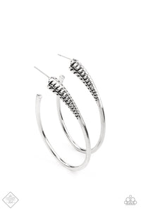 Fully Loaded-Silver Hoop Earring-paparazzi Accessories.